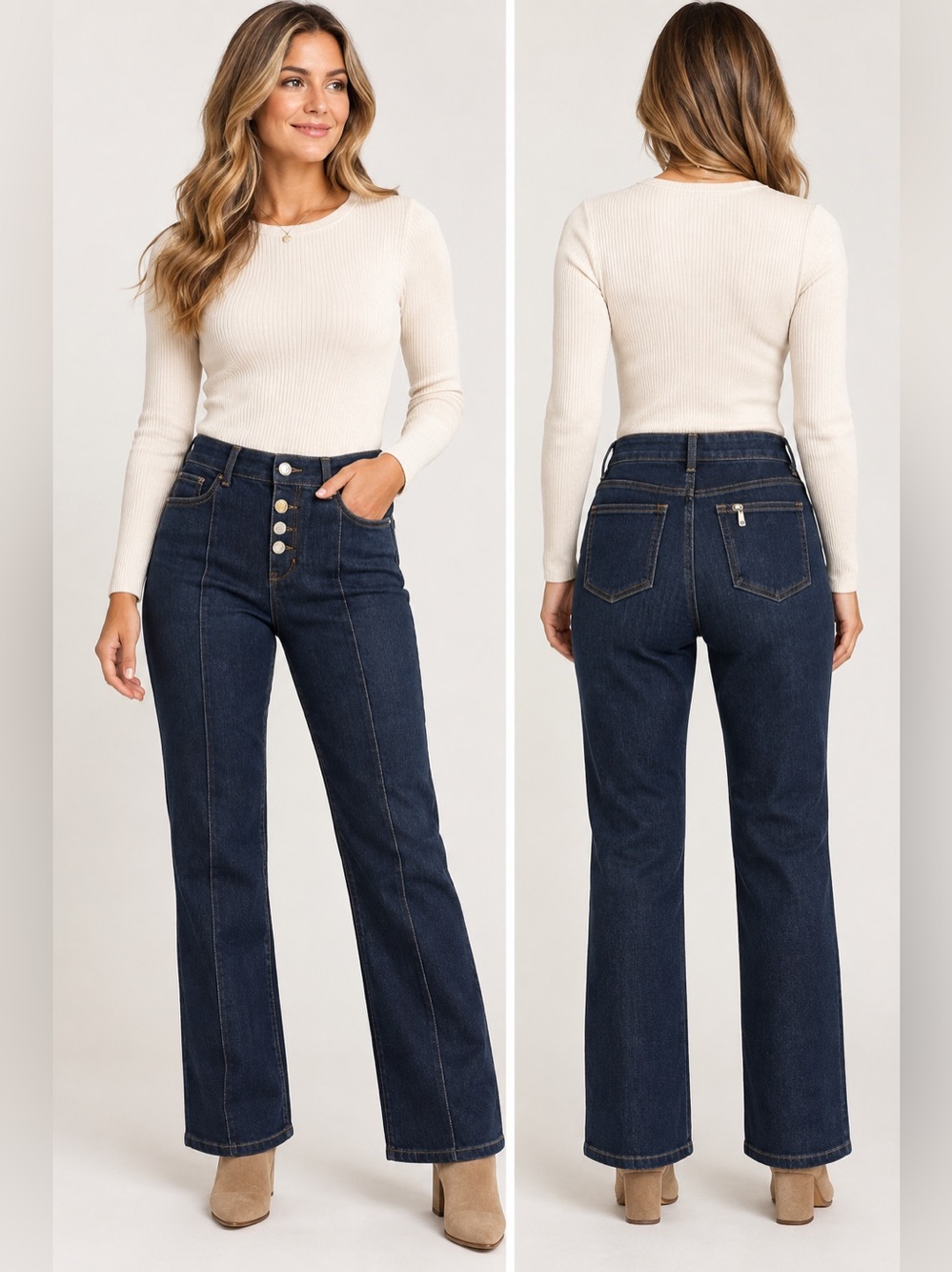 Liu Jo Size 28 Dark Wash Denim Jeans Rhinestone Gold Button Straight Leg
